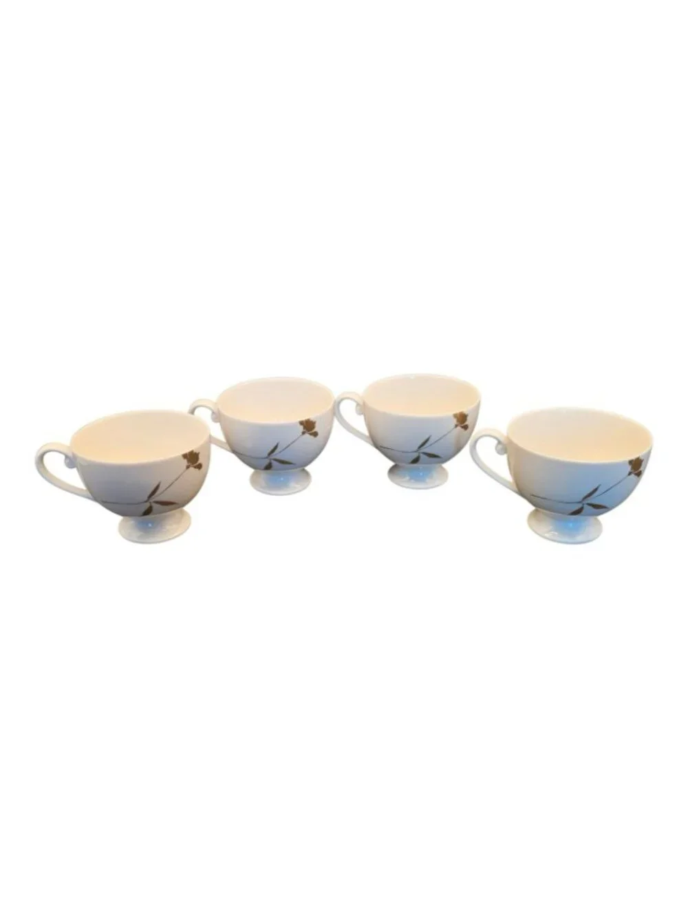 Set Of 4 Mikasa Ultima+ Gilded Rose Fine China Tea Cups Gold Leaf Design